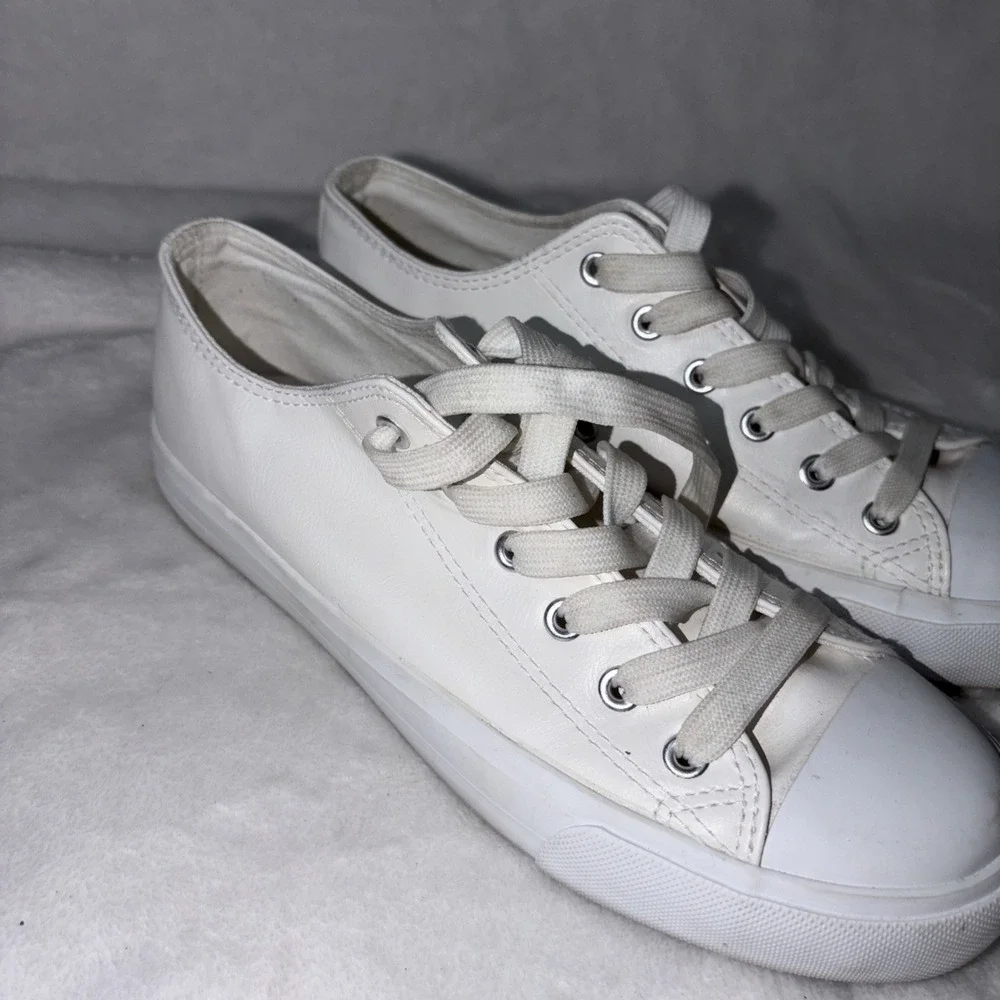 Low Top Women's PU Fashion Shoes Size 9 M, White Casual Walk Sneakers Retro‎ Y2K